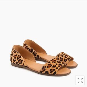 Jcrew Morgan leopard calf hair peep-toe flats
